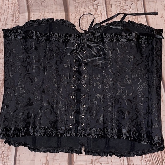 NWOT BLACK SATIN BROCADE BUSTIER PLUS SZ 3X - Picture 4 of 7